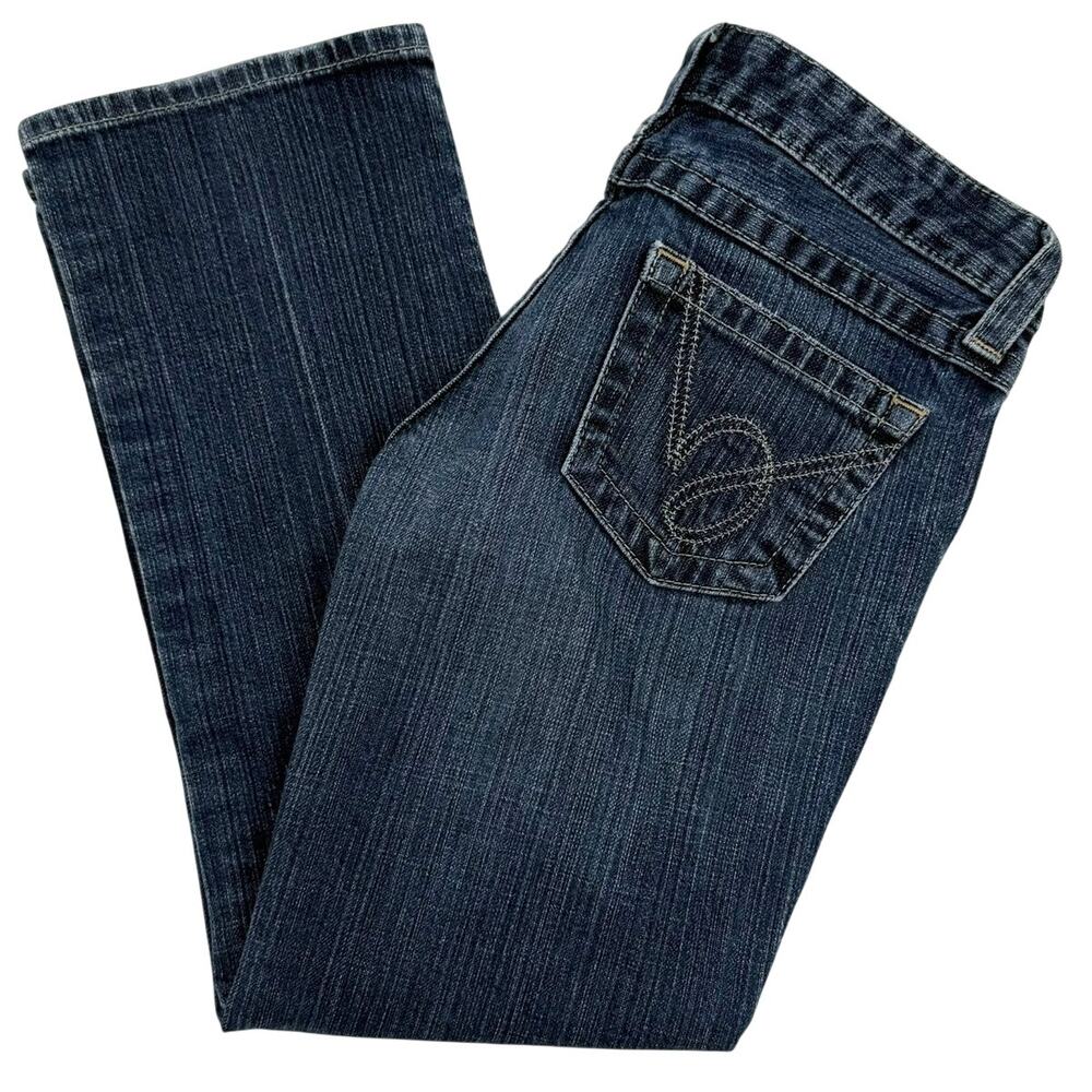 bebe Low Rise Cropped Denim Blue Jeans Contrast Cuff Y2K Women’s 28